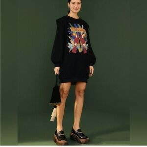 FARM Rio Amazonia Toucans Long Sleeve Graphic Sweater Dress Size Medium